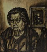 Me mama e me popa' che riposa, china acquarellata del 1955 dim. cm 55,5x50,3