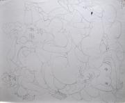 Gitone encolpiato, china a tratto del 1958 dim. cm 50x41 