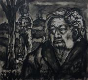 La mamma del partigiano, china acquarellata del 1965 dim. cm 43,5x47 