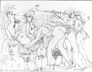 Aelle, china a tratto del 1975 dim. cm 35x45,2
