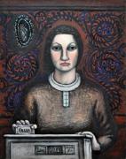 La cassiera, olio su carta del 1938 dim. cm 60,6x47,8 