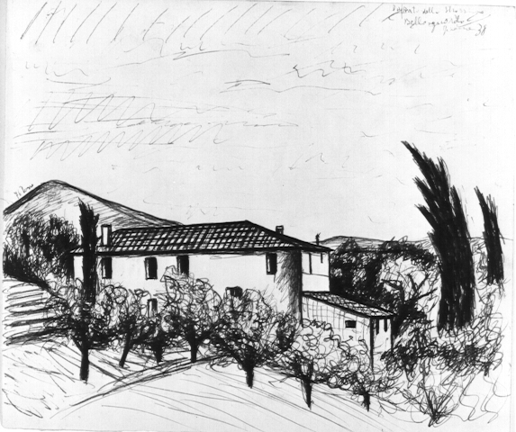 Dal prato dello Strozzino - Bellosguardo, 1938, inchiostro a tratto 24x28