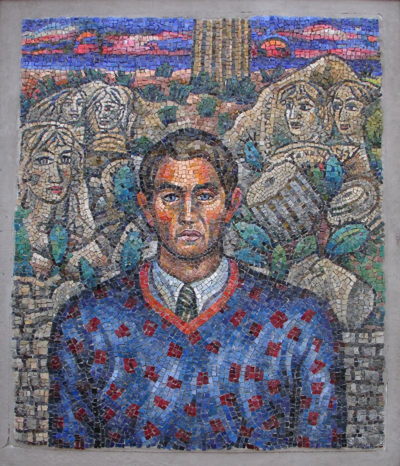 Autotono, mosaico a tecnica ravennate delo 1972, dim. cm 105 x 88
