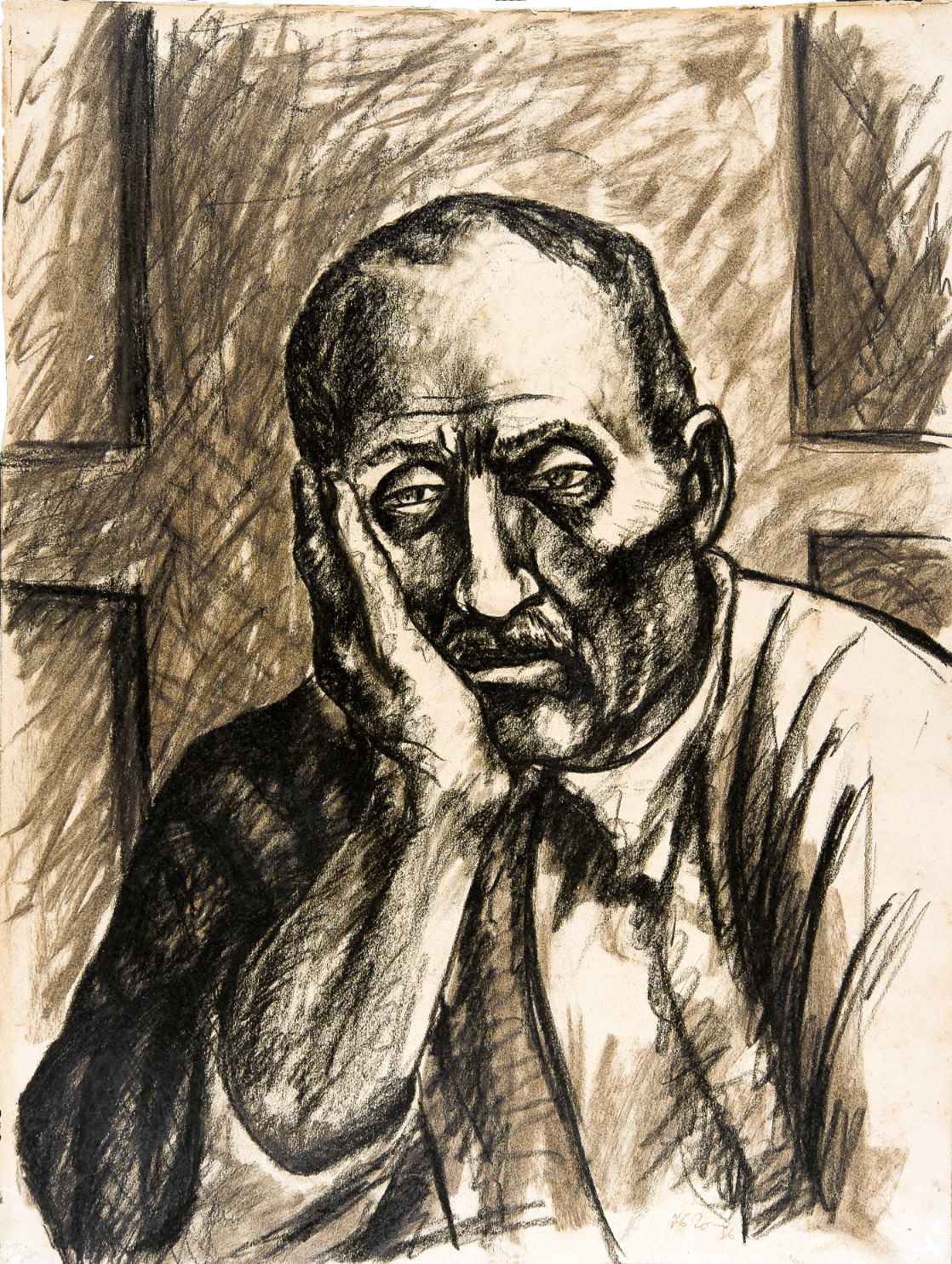 Me popà che riposa, carboncino del 1936, dim. cm 49,5 x 37