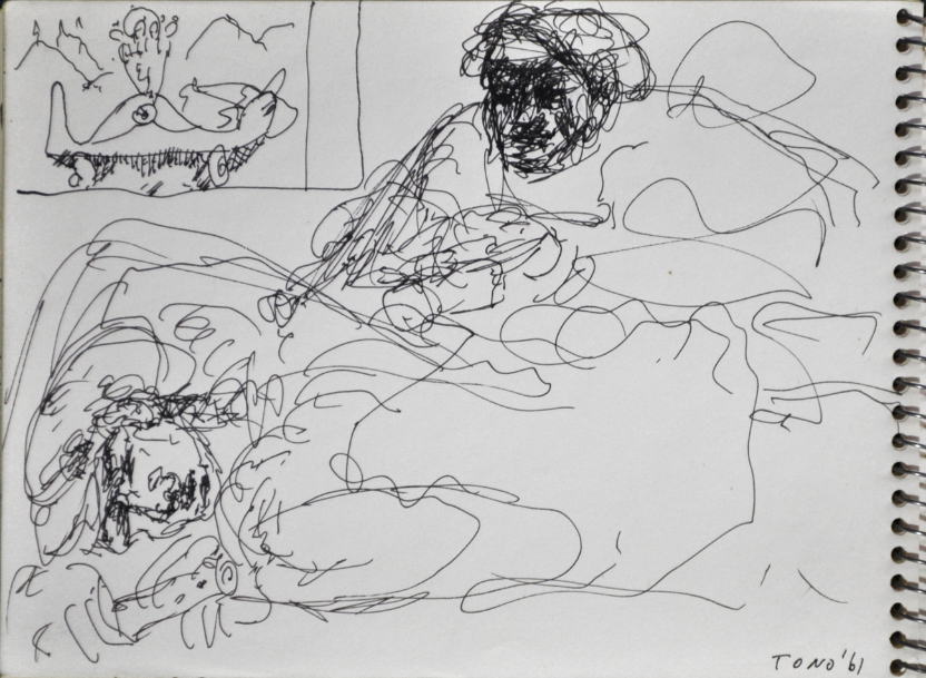 Ammazza Giuliano mentre dorme, china al tratto del 1961, dim. cm 12 x 17,5