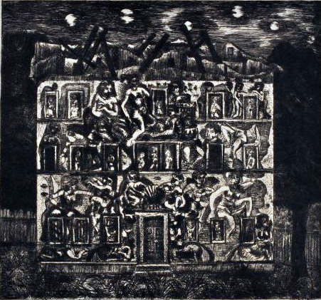 Antico palazzo veneto, acquaforte del 1955, dim. lastra mm 270x 292